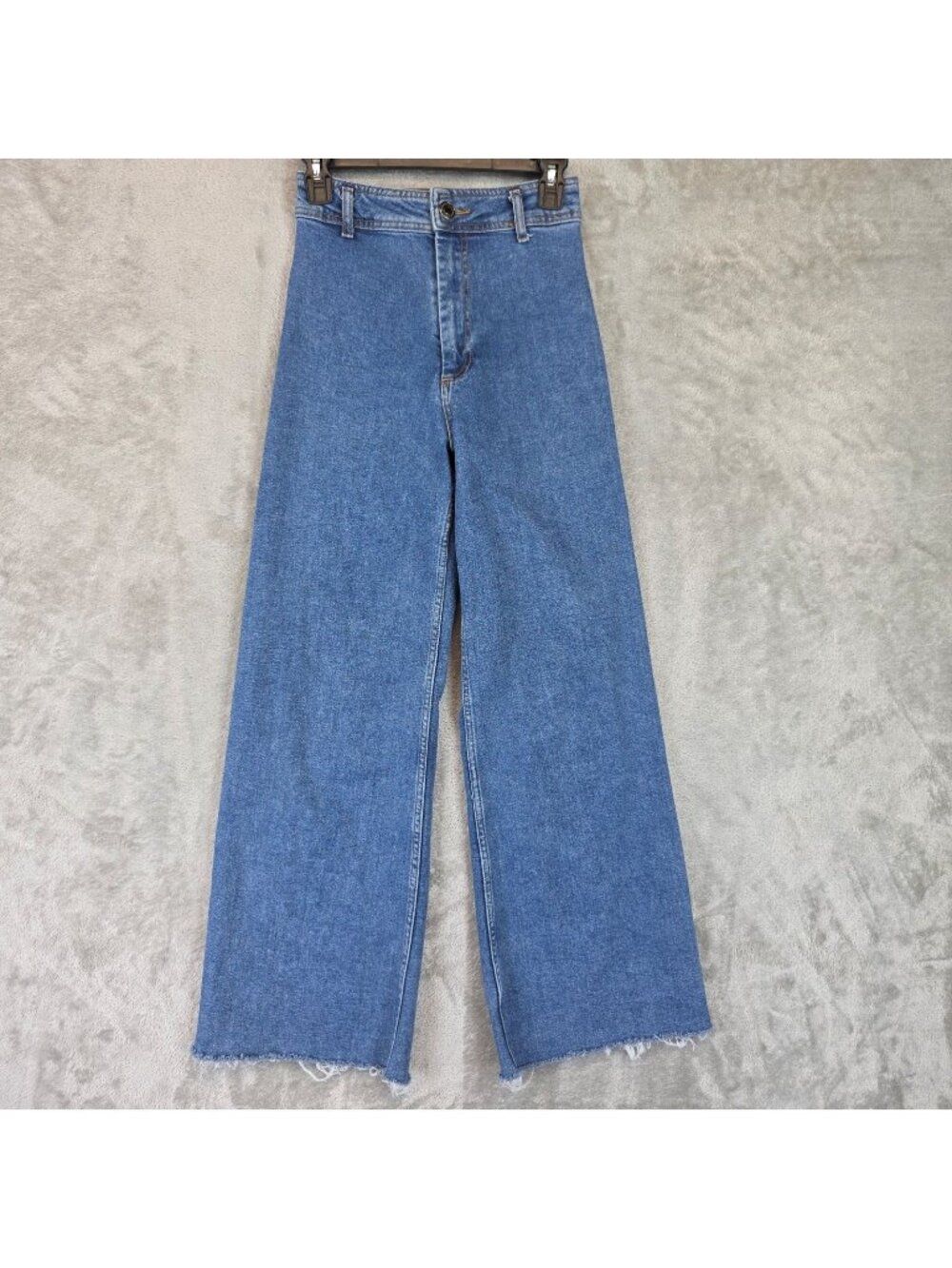 Zara The Marine Straight Jeans Womens 2 Blue Med Wash High Rise Stretch Denim